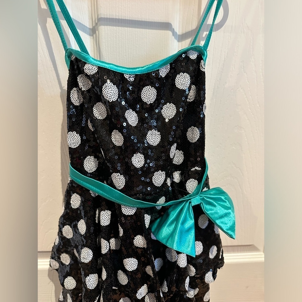 Weissman Sequins Green, Black and White Polka Dot Costume Jazz and Tap Costume - Picture 2 of 5